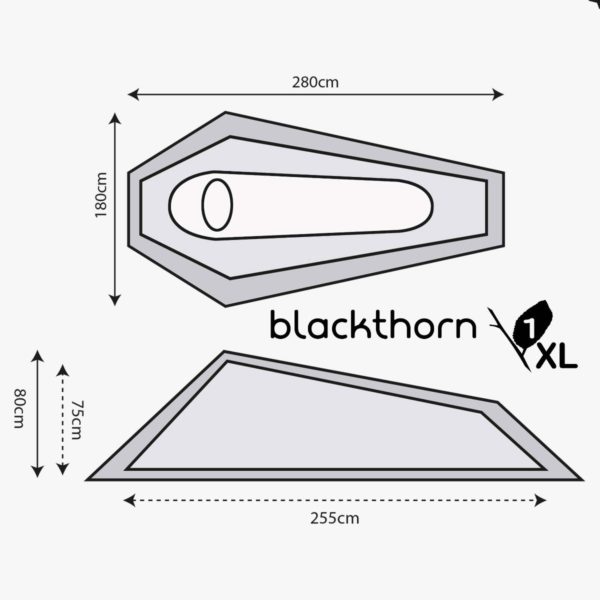 Highlander outdoor blackthorn 1 person xl tent size guide ten131xl-spec-lineart