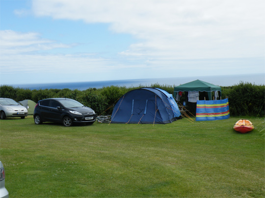 Treen Farm campsite with a sea view