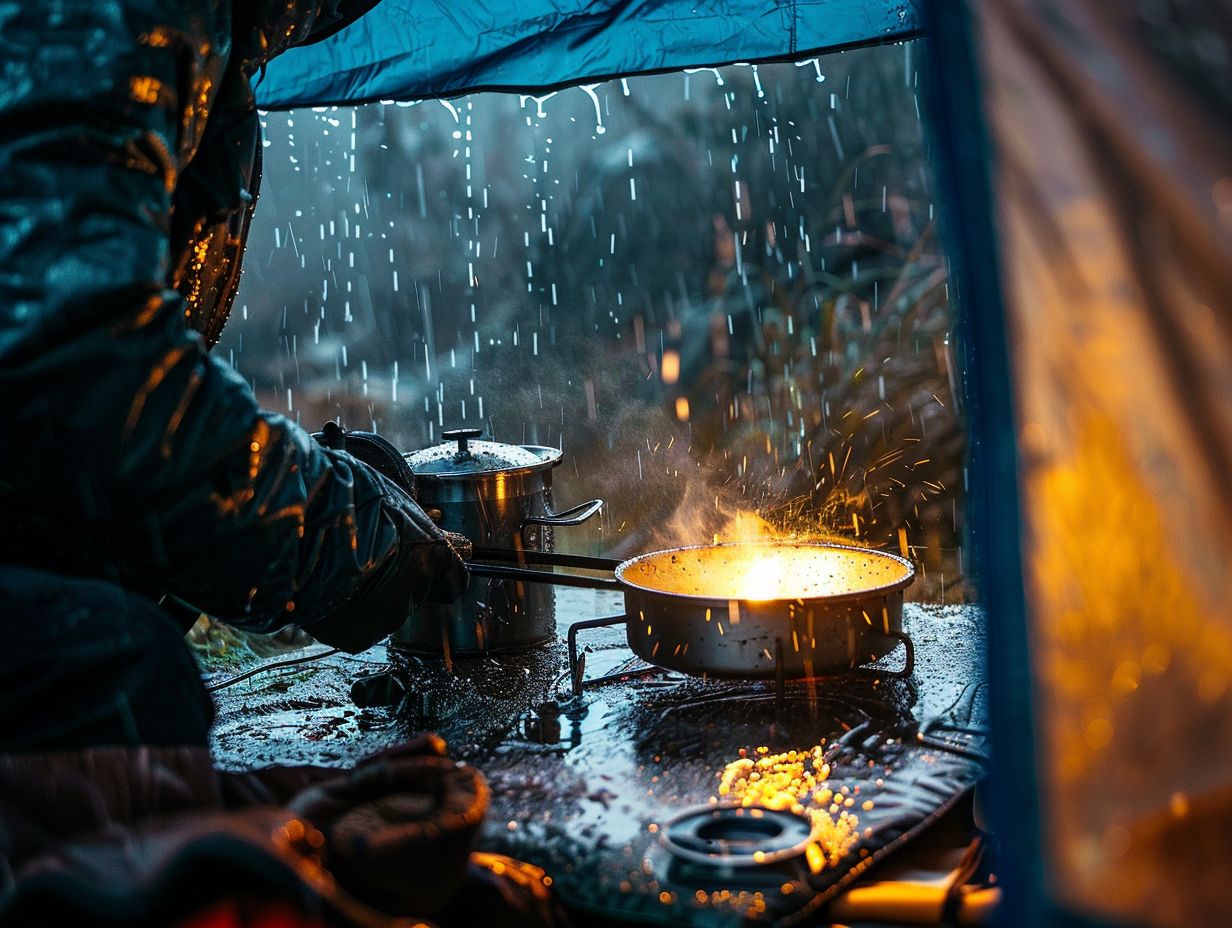 How do I safely use a camping stove in extreme weather?